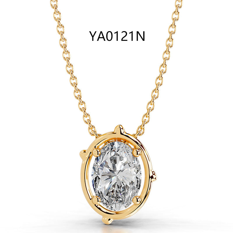 2CT Moissanite Pendant Gold Necklace