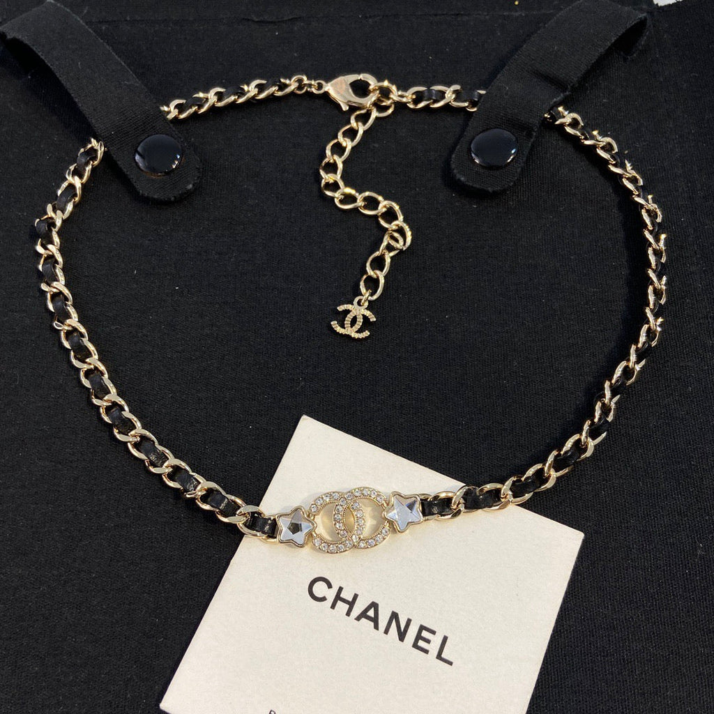Chanel Black Leather Star Choker