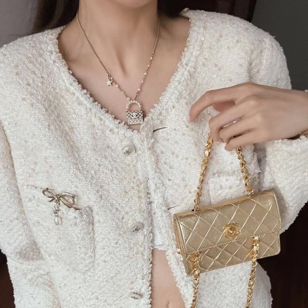 Chanel Pearl Bag Necklace Bracelet Earrings
