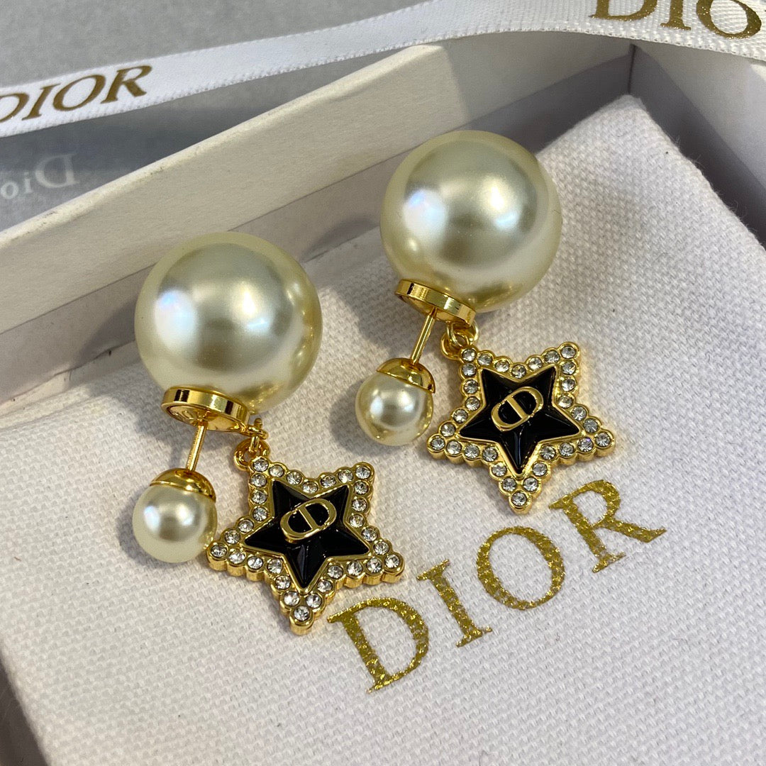 Dior Black Star Earrings