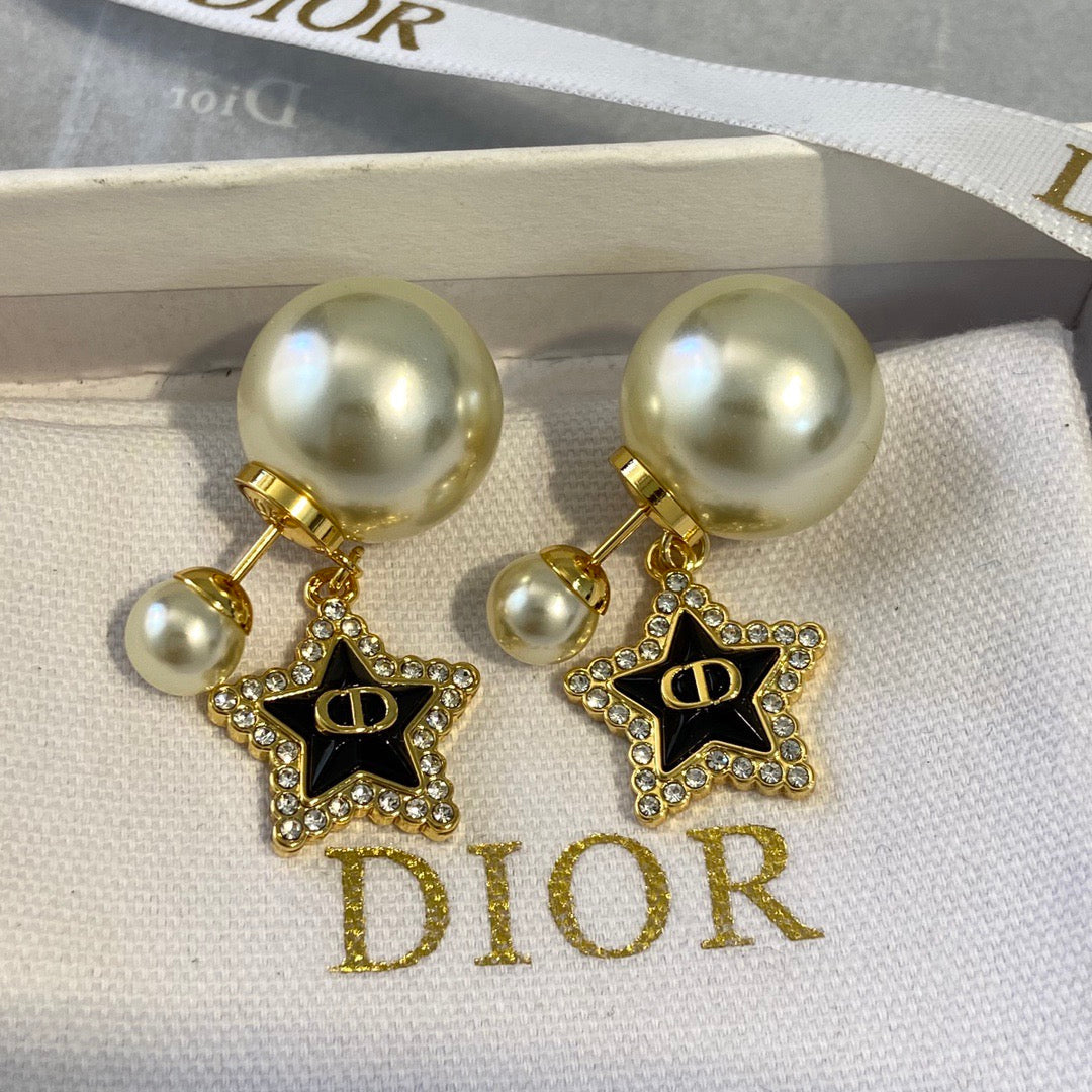 Dior Black Star Earrings