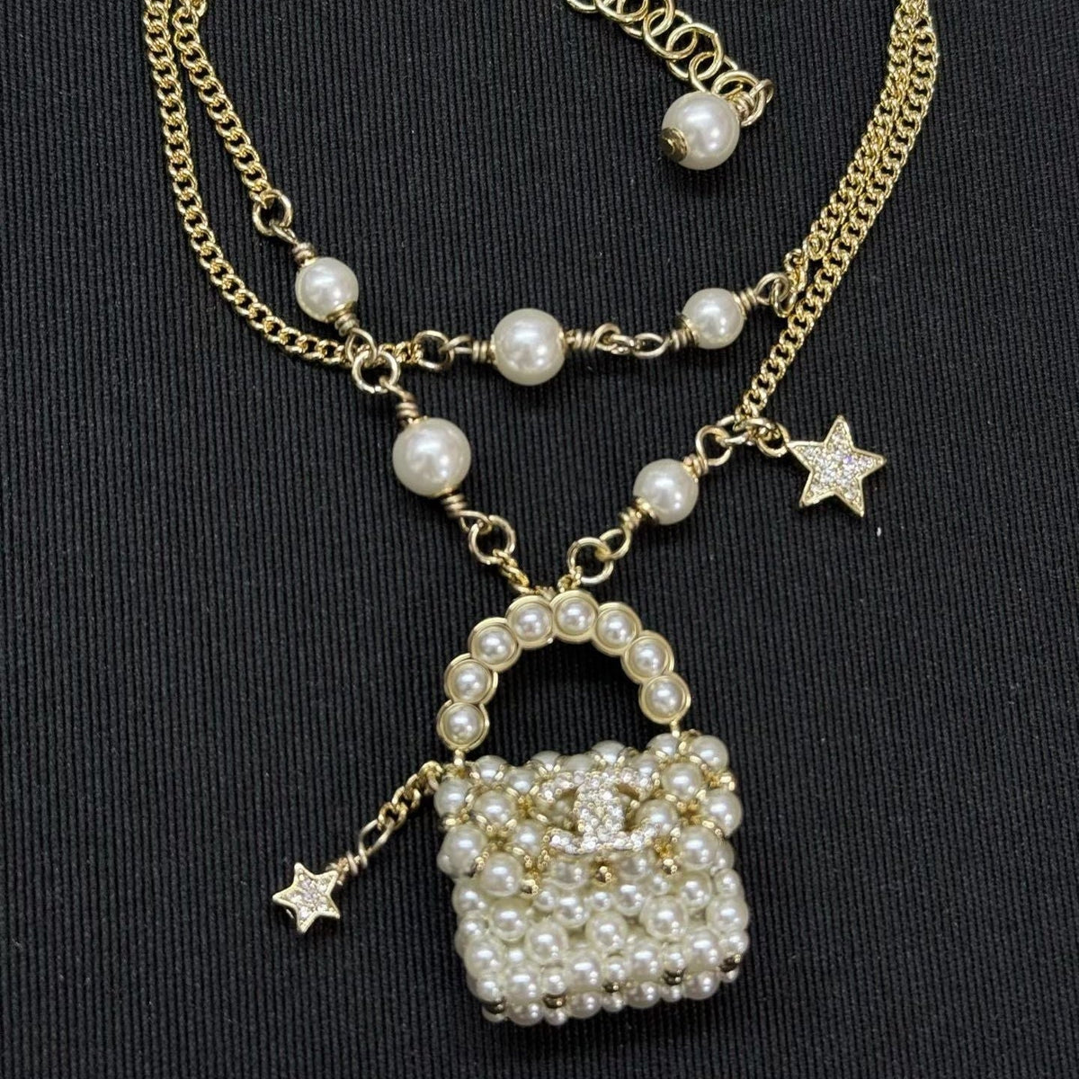 Chanel Pearl Bag Necklace Bracelet Earrings