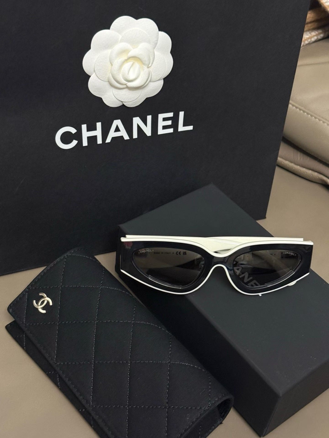 Chanel White and Black Panda Sunglasses
