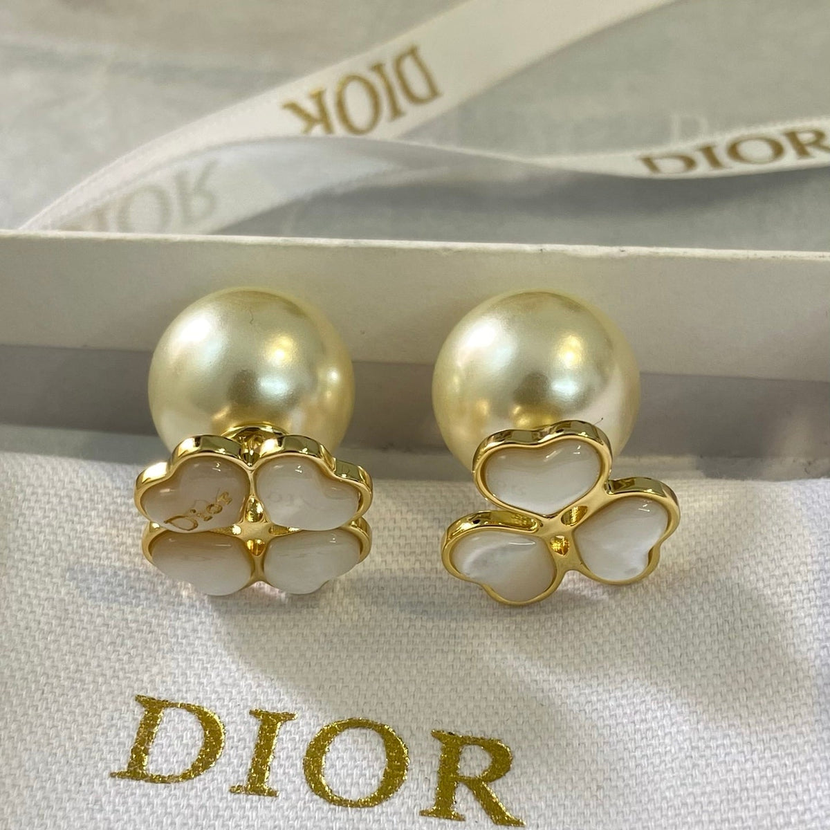 Dior Pearl Flower Earrings